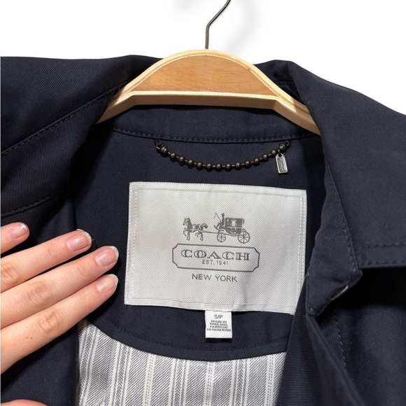 NWOT Coach Navy Blue Belted Fall Buttoned Trench Coat Outerwear Size Small - Picture 13 of 13